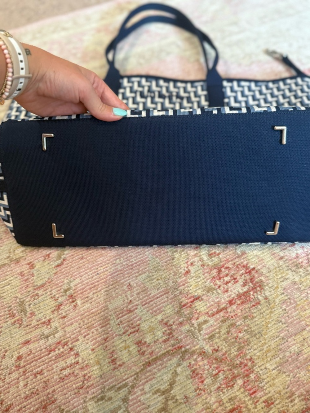 lululemon athletica Navy and White Geometric Woven Tote - Picture 2 of 4